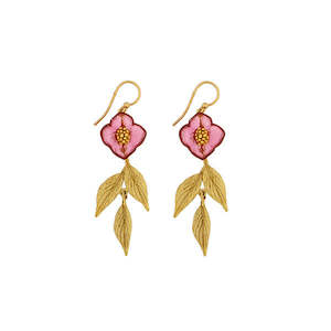 Michael Vincent Michaud Dogwood Long Wire Earrings - 1317H Hot Pink