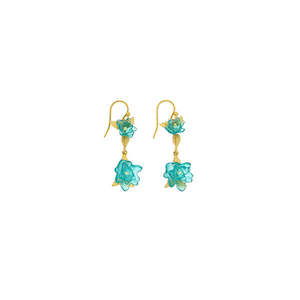 Michael Vincent Michaud Dahlias Double Flower Wire Earrings - 1307B Aqua