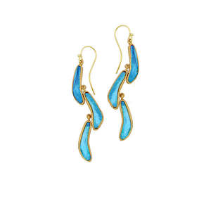 Michael Vincent Michaud Boomerang 3 Drop Wire Earrings - 1279Q Turquoise