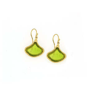 Michael Vincent Michaud Gingko Leaf Wire Earrings - 1179J Lime Green