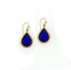 Michael Vincent Michaud Tear Drop Bubbles Wire Earrings - 1042K Cobalt Blue