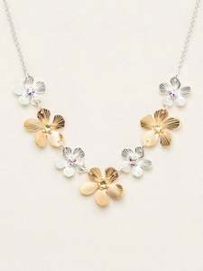 Clothing accessory: Holly Yashi Silver/Gold Plumeria Classic Necklace