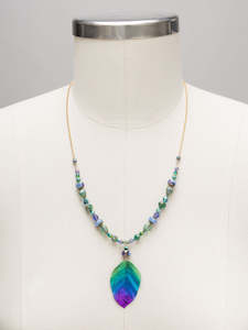 Holly Yashi Teal/Purple Elm Beaded Necklace