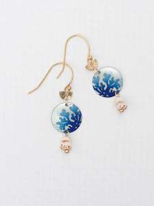 Holly Yashi Seashore Blue & Gold Coral Reef Earrings