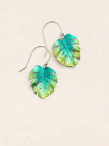 Clothing accessory: Holly Yashi Green Petite Monstera Leaf Earrings