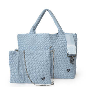 preneLove London Large Woven Neoprene Bag with Wrist Clutch Sky Blue