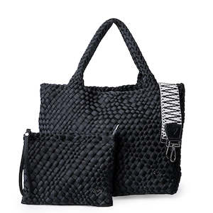 preneLove London Large Woven Neoprene Tote Bag with Wrist Clutch Onyx