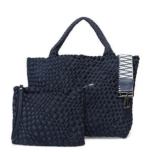 preneLove London Large Woven Neoprene Tote Bag with Wrist Clutch Navy