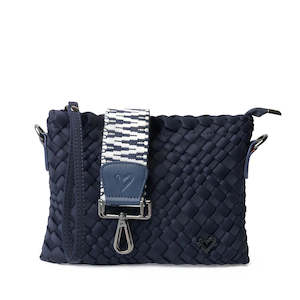 preneLove Charlotte Crossbody Woven Neoprene Bag with 2 Interchangeable Straps Navy