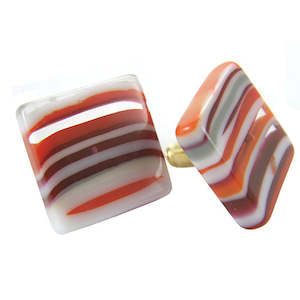 Sobral Resin Striped Licorice Allsorts Cube Earrings on Hooks Winter Mix