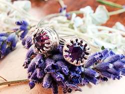 Brittany studs - Amethyst + round sterling