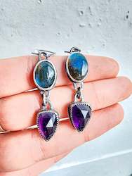 Labradorite and Amethyst earrings