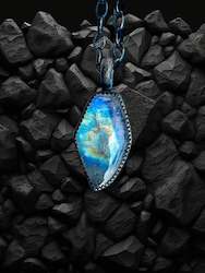 Rainbow Moonstone talon pendant