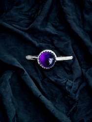 Amethyst ring - round fleur