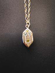 Jewellery: Heavy Hex Pendant - Peridot + blue Topaz