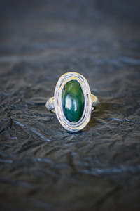 Dark green oval Pounamu ring