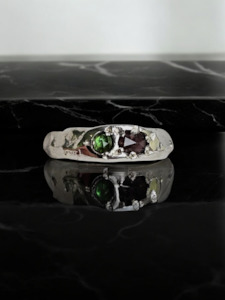 Scaled ring - Tourmaline, Spinel