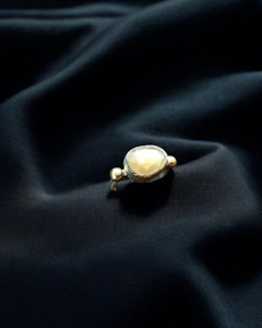 Gold grey Moonstone ring