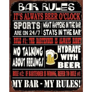 Men's Republic Retro Sign - Bar Rules