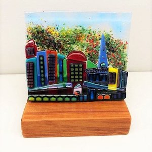 Christina Bonallack Glass Art Tile City Scape 10cm x 10cm