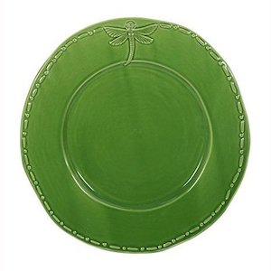 French Country Dragonfly Stoneware Green Lunch Plate