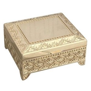 Gift: Jewellery Box Square 3' Leaf Gold Finish