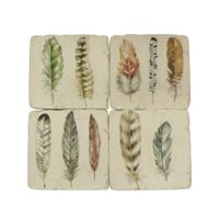 Gift: French Country Set 4 Feather Coasters