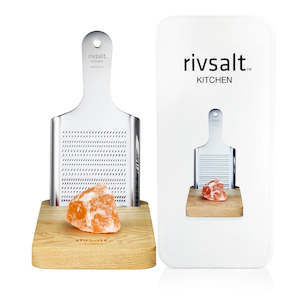 Gift: RIVSALT Kitchen - Himalayan Salt with Stainless Steel Grater and Oak Stand