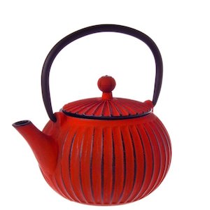 Cast Iron Ribbed Red Teapot 500ml