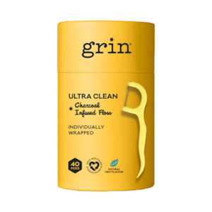 Grin Adult Ultra Clean Floss Picks Charcoal Infused