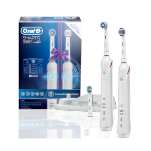 ORAL B Smart 5000 Electric Toothbrush White Dual Handle