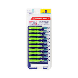 Interdental Brushes: DENTALPRO Interdental Brush #5 1.5mm Green Pack of 10