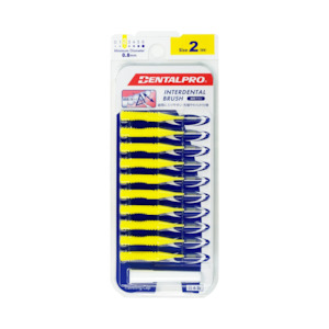 DENTALPRO Interdental Brush #2 0.8mm Yellow Pack of 10