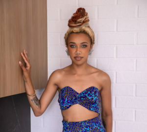 Tops: Blue Ankara Tie-back Bralette - NORA