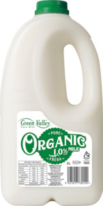 Green Valley - Organic 1% Fat Milk - [2L] - In Store/Click & Collect Only