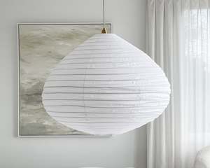 Wabi Linen Shade | Oval Drop | White | 80cm