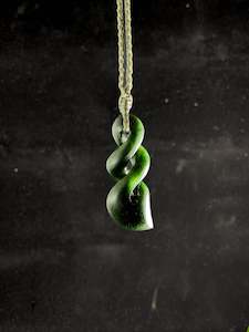 New Zealand Pounamu double twist Pikorua Pendant (Med)