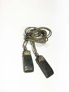 New Zealand Pounamu Small Hei Toki Twin Set with sage cord(2 pc)