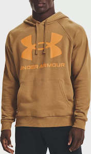 Shoe: UAA-L4 (Mens rival fleece big logo hoodie antique ochre/omega orange) 122193756