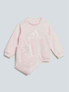 AA-Q23 (Adidas badge of sport french terry crew & jogger set clear pink/white) 42493370