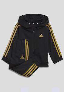 AA-D23 (Adidas essentials shiny hooded tracksuit black/gold mettalic) 32493370