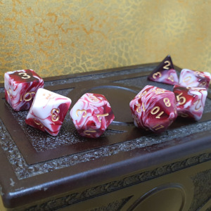 Infinite Fort - Blood Marble D&D Acrylic Dice Set