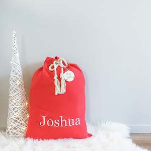 Cotton Santa Sacks - Red