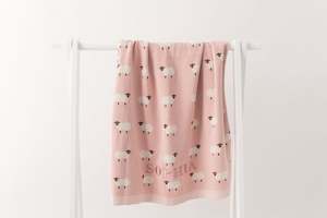 Pram Baby Blanket - Sheep Dusty Pink