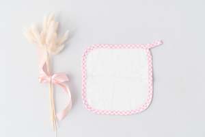 Personalised 100% Bamboo Washcloth - Pink Trim