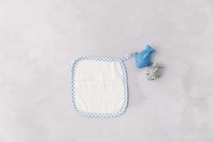 Personalised 100% Bamboo Washcloth - Blue Trim