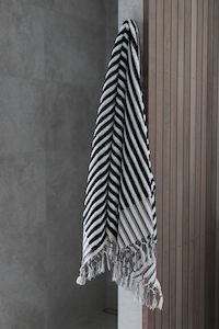 Black Stripe Organic Bath Towel