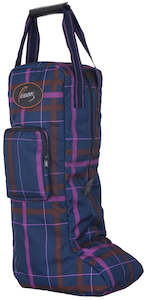 Pessoa Boot Bag Plaid - Navy/Magenta