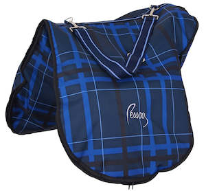 Products: Pessoa Saddle Carry Bag Plaid - Navy/Black