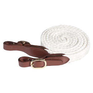 Cottonfields Roper Rein With Buckle Ends 7'6"/2.28M - White